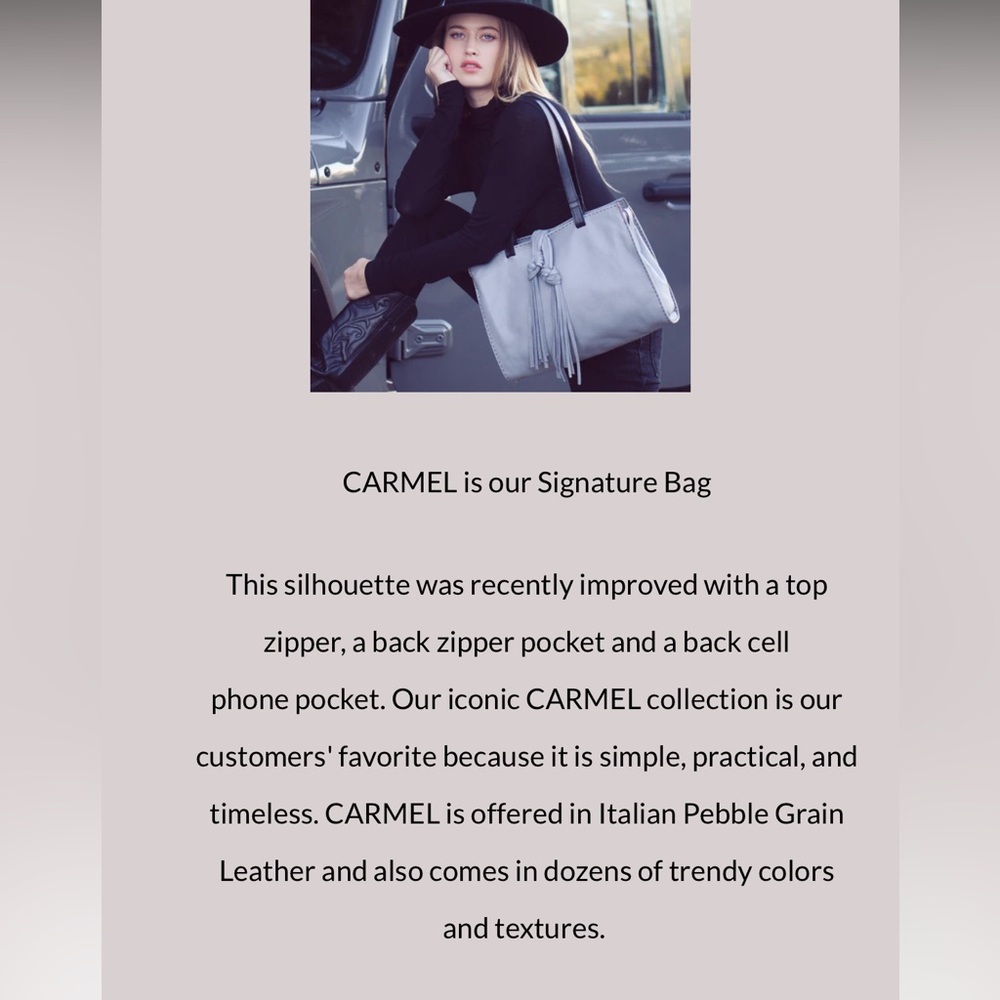 Carla Mancini Carmel Signature Bag Gray Pebbled Color - Picture 2 of 16